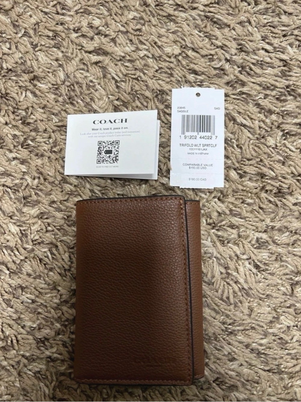 Coach Men's Trifold Card & Key Holder in Saddle Brown